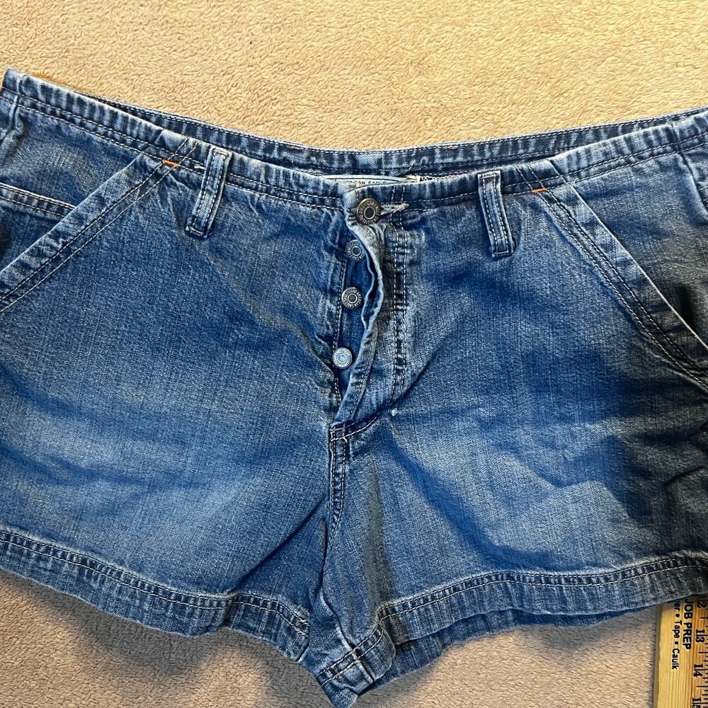Vtg American Eagle Supply Co Women 12 Denim Blue Heavy Duty Carpenter Button Fly